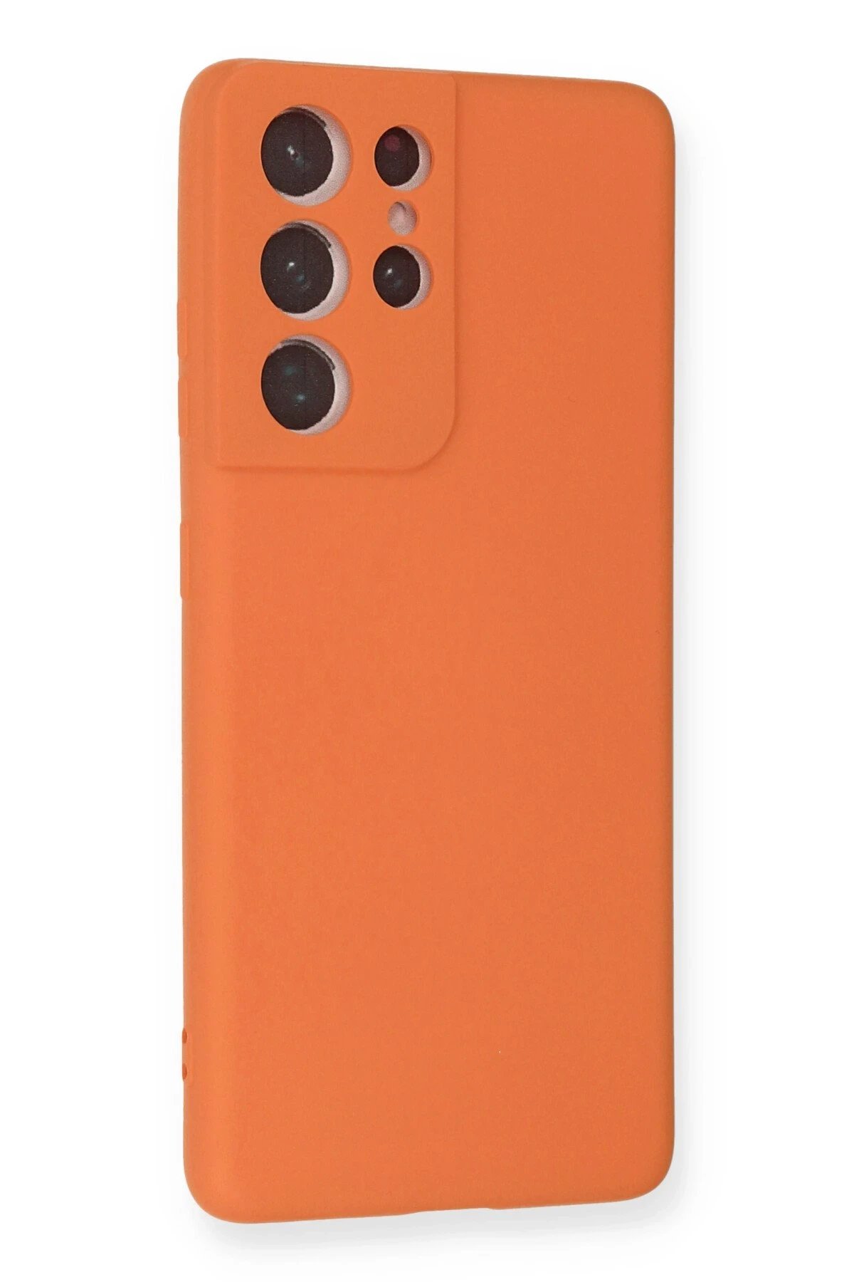 Samsung Galaxy S21 Ultra Kılıf Nano içi Kadife Silikon - Turuncu-(5796) - Görsel 2