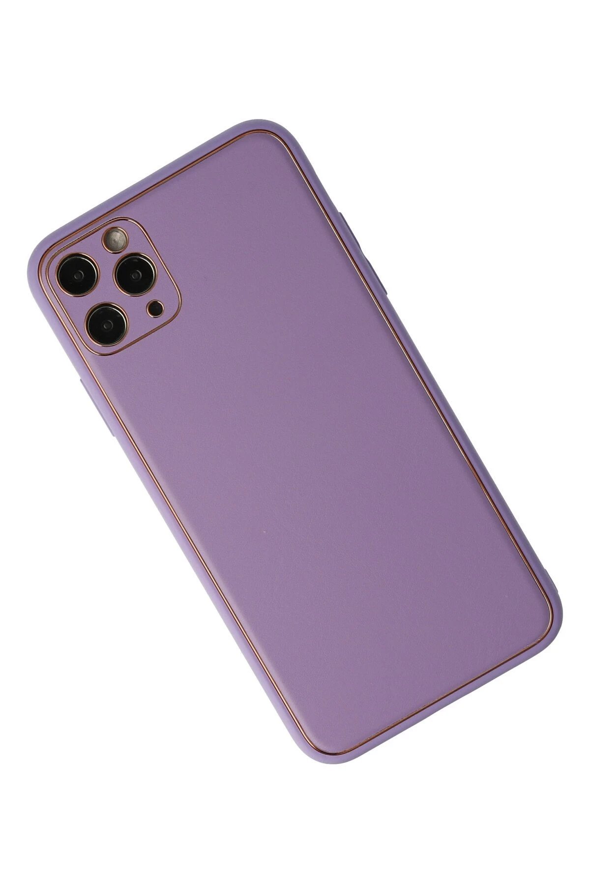 iPhone 11 Pro Max Kılıf Coco Deri Silikon Kapak - Lila-(5796) - Görsel 2