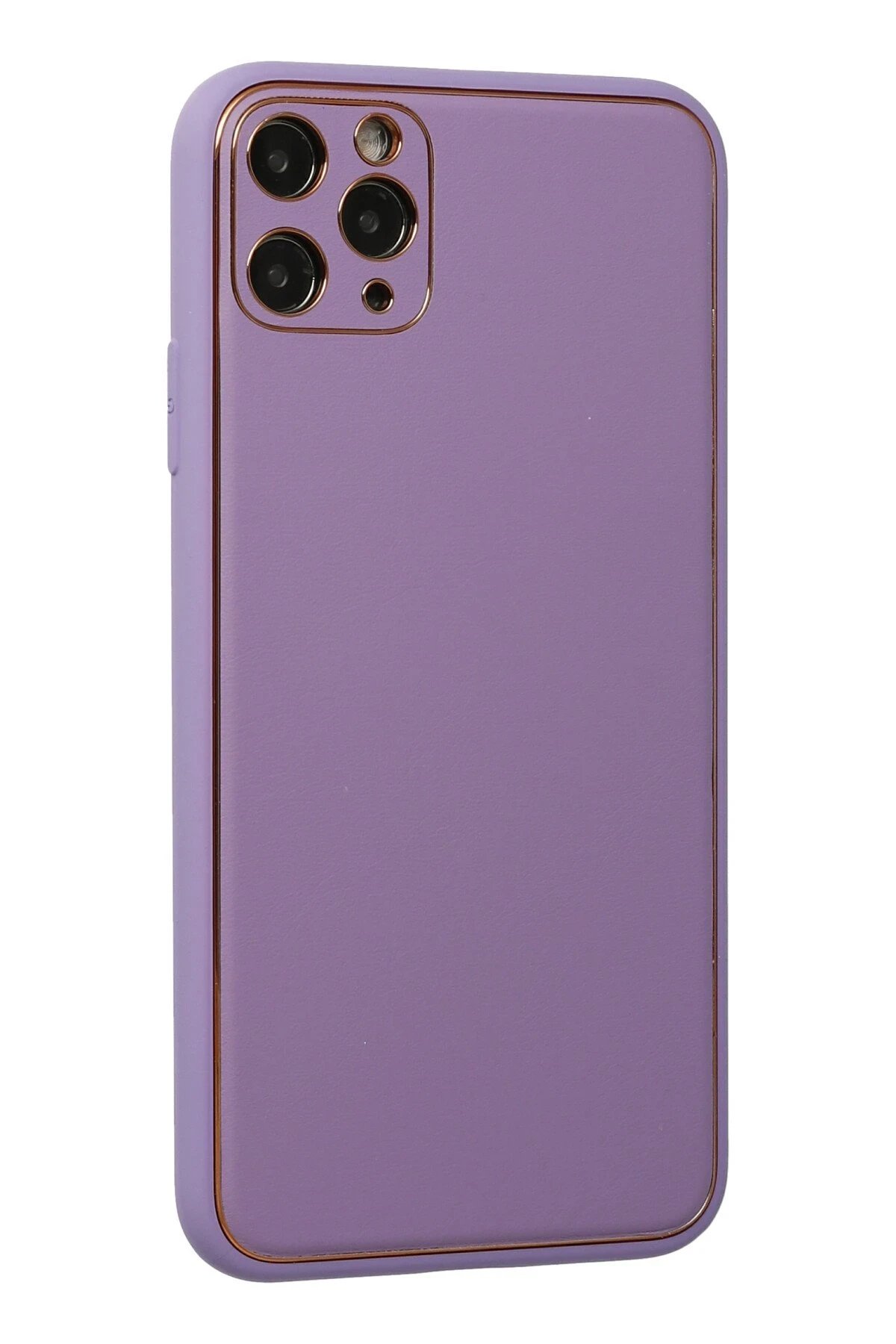 iPhone 11 Pro Max Kılıf Coco Deri Silikon Kapak - Lila-(5796) - Görsel 3