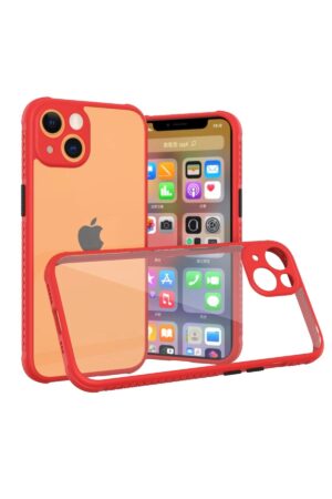 iPhone 13 Mini Kılıf Miami Şeffaf Silikon - Kırmızı-(5796)