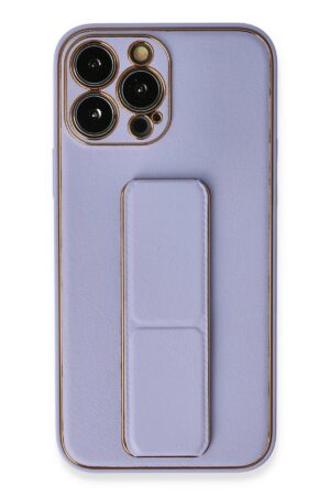iPhone 13 Pro Kılıf Coco Deri Standlı Kapak - Lila-(5796)