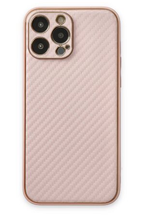 iPhone 13 Pro Kılıf Coco Karbon Silikon - Pembe-(5796)