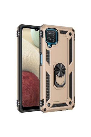 Samsung Galaxy A22 Kılıf Sofya Yüzüklü Silikon Kapak - Gold-(5796)