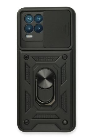 Realme 8 Kılıf Pars Lens Yüzüklü Silikon - Siyah-(5796)