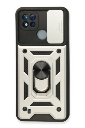 Realme C11 2021 Kılıf Pars Lens Yüzüklü Silikon - Gümüş-(5796)