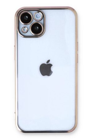 iPhone 13 Kılıf Lensli Silikon - Gold-(5796)