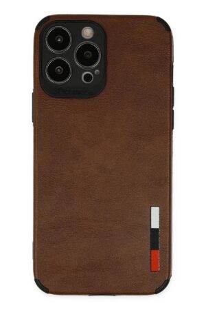 iPhone 13 Pro Max Kılıf Loop Deri Silikon - Kahverengi-(5796)