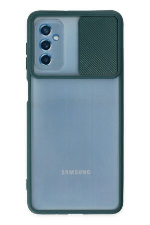 Samsung Galaxy M52 5G Kılıf Palm Buzlu Kamera Sürgülü Silikon - Yeşil-(5796)