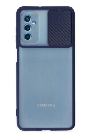 Samsung Galaxy M52 5G Kılıf Palm Buzlu Kamera Sürgülü Silikon - Lacivert-(5796)