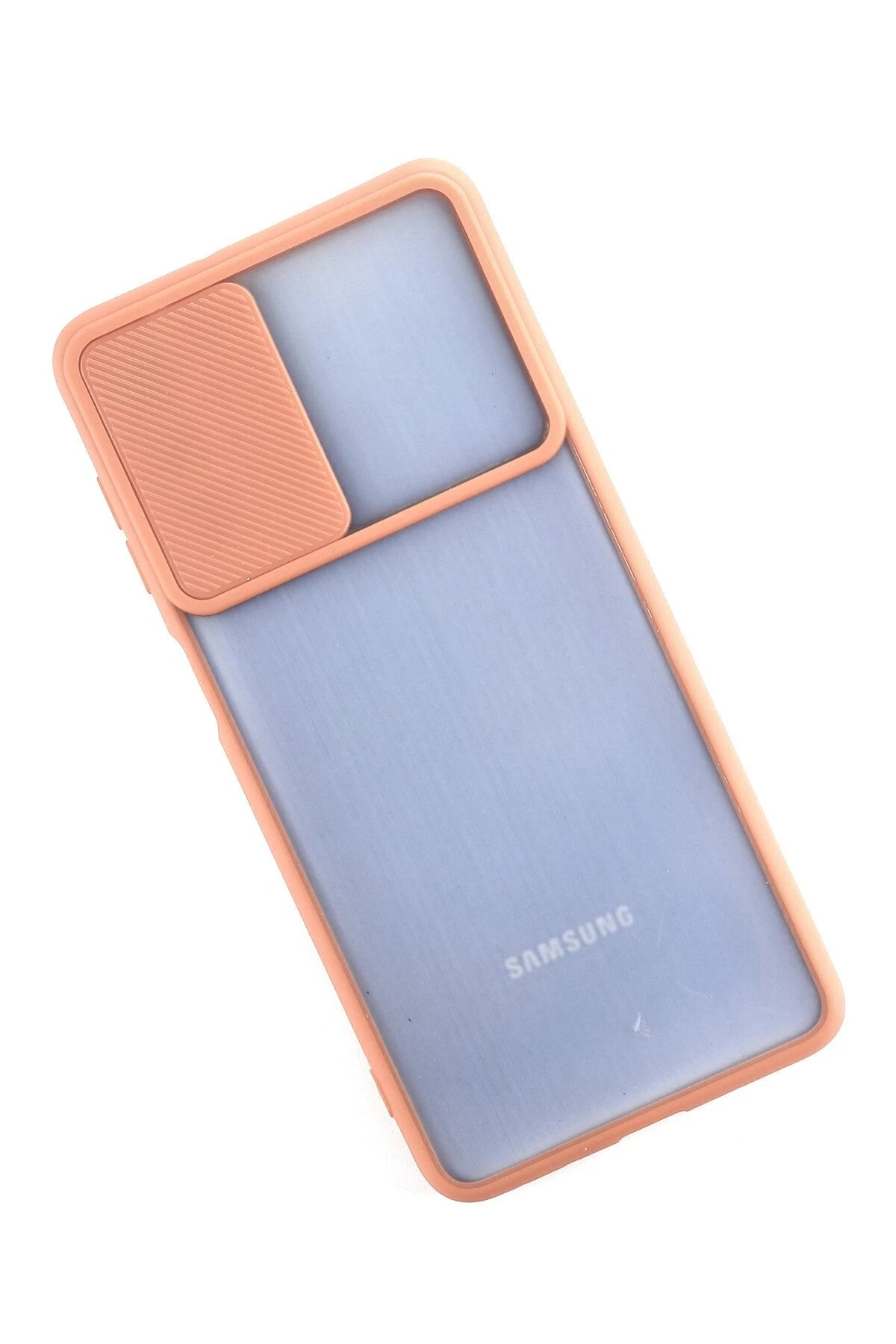 Samsung Galaxy M52 5G Kılıf Palm Buzlu Kamera Sürgülü Silikon - Pembe-(5796) - Görsel 3