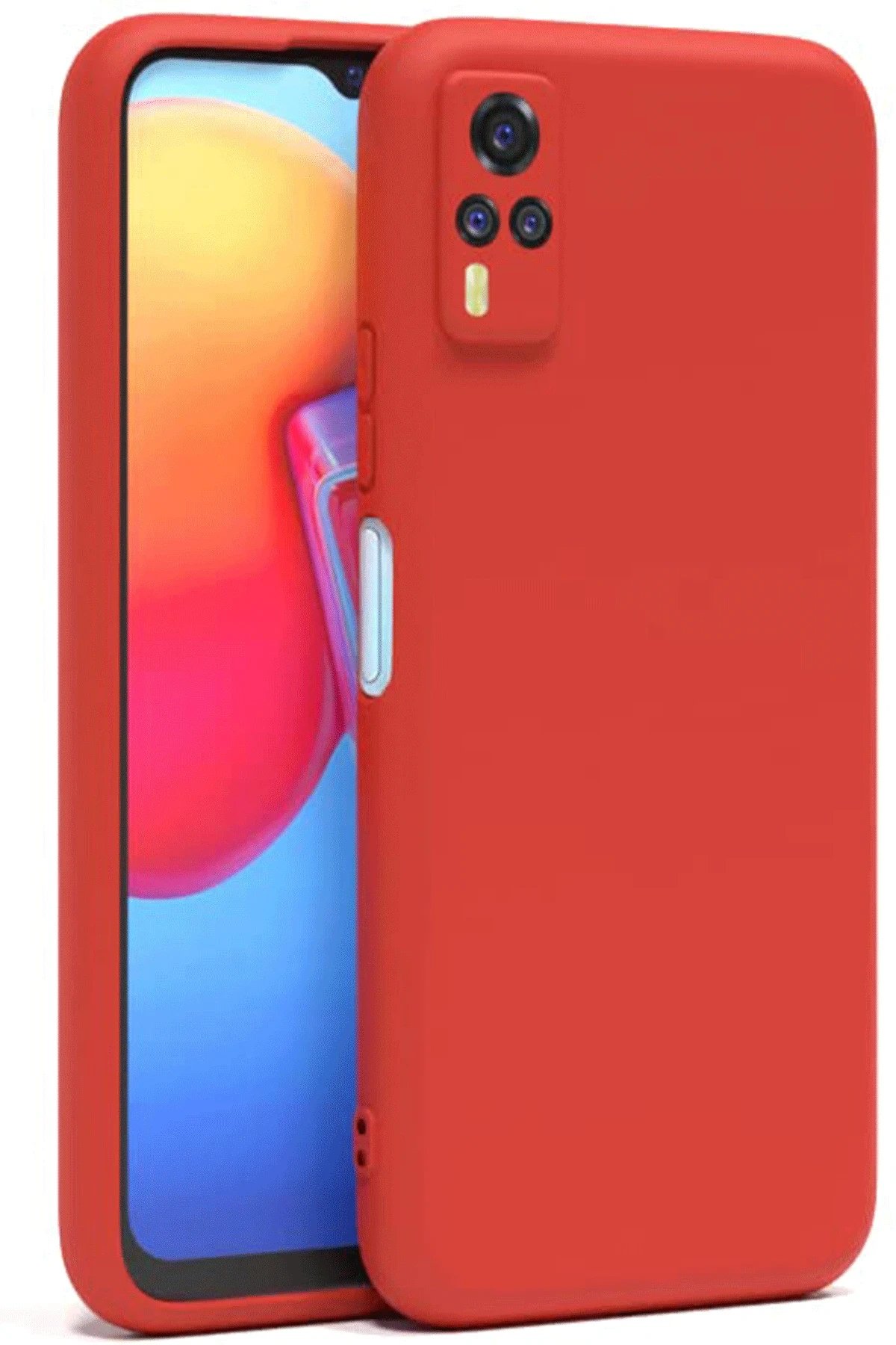 Vivo Y53S Kılıf Nano içi Kadife Silikon - Kırmızı-(5796) - Görsel 3