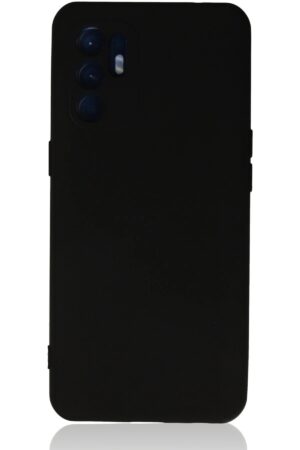 Oppo Reno 6 Kılıf Nano içi Kadife Silikon - Siyah-(5796)