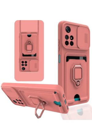 Xiaomi Redmi Note 11T Kılıf Zuma Kartvizitli Yüzüklü Silikon - Pembe-(5796)
