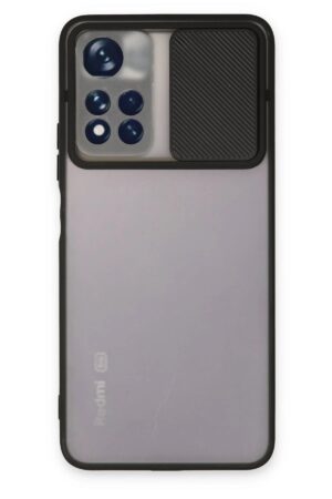 Xiaomi Redmi Note 11T Kılıf Palm Buzlu Kamera Sürgülü Silikon - Siyah-(5796)