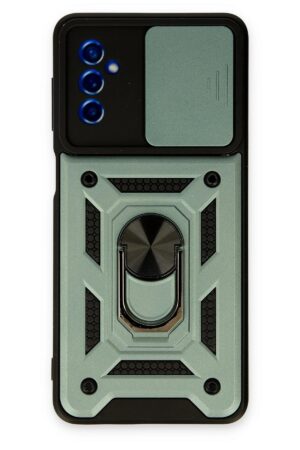 Samsung Galaxy M52 5G Kılıf Pars Lens Yüzüklü Silikon - Yeşil-(5796)