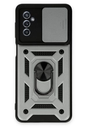 Samsung Galaxy M52 5G Kılıf Pars Lens Yüzüklü Silikon - Gümüş-(5796)