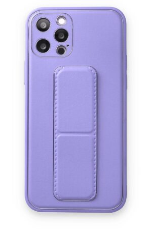iPhone 12 Pro Kılıf Coco Deri Standlı Kapak - Koyu Lila-(5796)