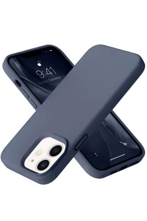 iPhone 12 Kılıf Nano içi Kadife Silikon - Lacivert-(5796)