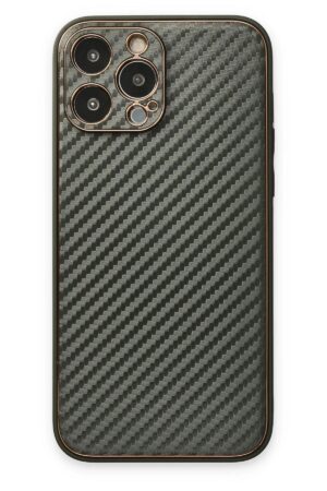 iPhone 13 Pro Kılıf Coco Karbon Silikon - Füme-(5796)