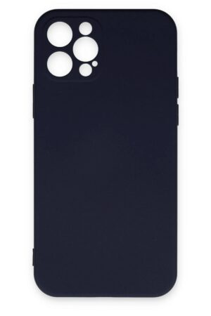 iPhone 12 Pro Max Kılıf Nano içi Kadife Silikon - Lacivert-(5796)