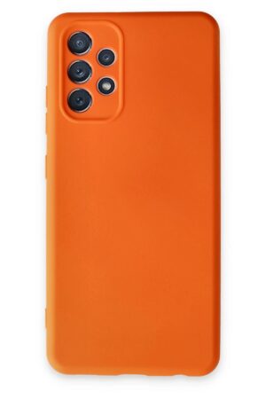 Samsung Galaxy A72 Kılıf Nano içi Kadife Silikon - Turuncu-(5796)