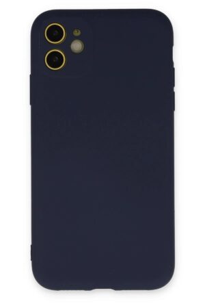 iPhone 11 Kılıf Nano içi Kadife Silikon - Lacivert-(5796)