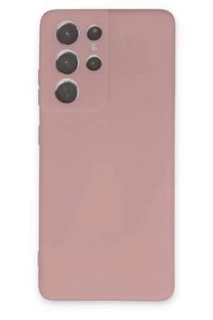 Samsung Galaxy S21 Ultra Kılıf Nano içi Kadife Silikon - Pudra-(5796)
