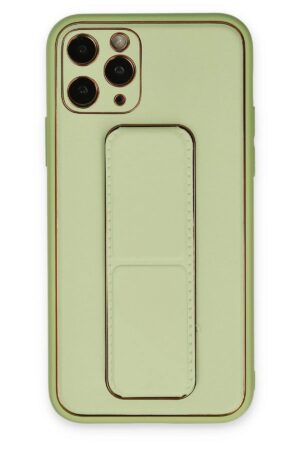 iPhone 11 Pro Max Kılıf Coco Deri Standlı Kapak - Su Yeşili-(5796)