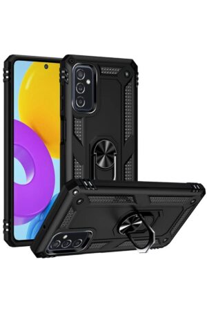 Samsung Galaxy M52 5G Kılıf Sofya Yüzüklü Silikon Kapak - Siyah-(5796)