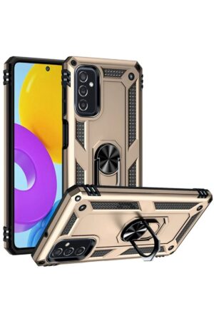 Samsung Galaxy M52 5G Kılıf Sofya Yüzüklü Silikon Kapak - Gold-(5796)