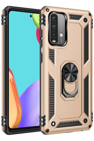 Xiaomi Redmi 9T Kılıf Sofya Yüzüklü Silikon Kapak - Gold-(5796)