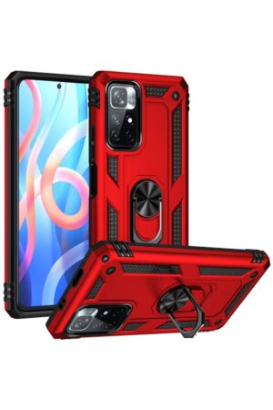 Xiaomi Redmi Note 11T Kılıf Sofya Yüzüklü Silikon Kapak - Kırmızı-(5796)