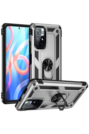 Xiaomi Redmi Note 11T Kılıf Sofya Yüzüklü Silikon Kapak - Gümüş-(5796)