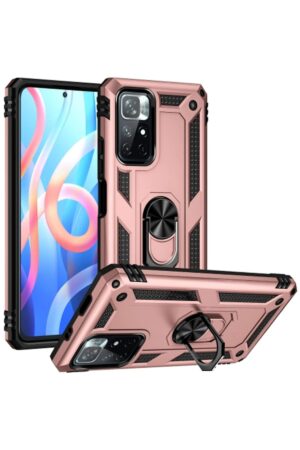 Xiaomi Redmi Note 11T Kılıf Sofya Yüzüklü Silikon Kapak - Rose-(5796)