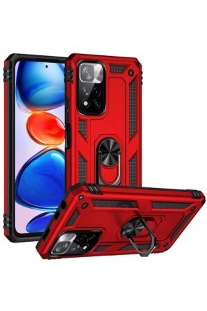 Xiaomi Redmi Note 11 Pro Plus 5G Kılıf Sofya Yüzüklü Silikon Kapak - Kırmızı-(5796)