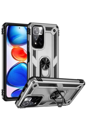 Xiaomi Redmi Note 11 Pro Plus 5G Kılıf Sofya Yüzüklü Silikon Kapak - Gümüş-(5796)