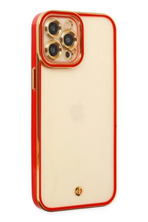 iPhone 12 Pro Kılıf Liva Lens Silikon - Kırmızı-(5796)