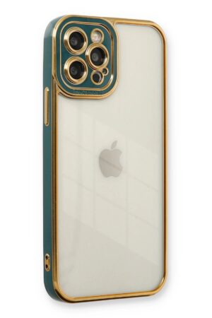 iPhone 12 Pro Kılıf Liva Lens Silikon - Yeşil-(5796)