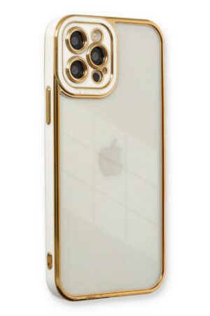 iPhone 12 Pro Max Kılıf Liva Lens Silikon - Beyaz-(5796)