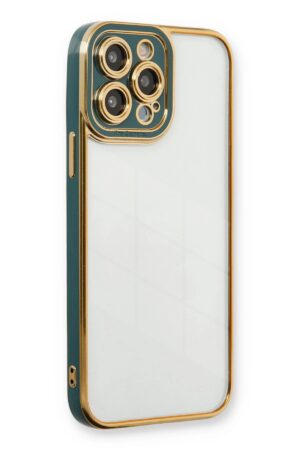 iPhone 13 Pro Kılıf Liva Lens Silikon - Yeşil-(5796)