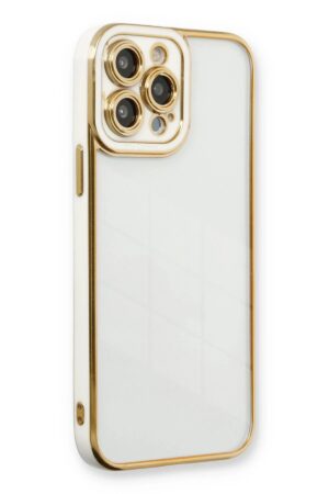 iPhone 13 Pro Max Kılıf Liva Lens Silikon - Beyaz-(5796)