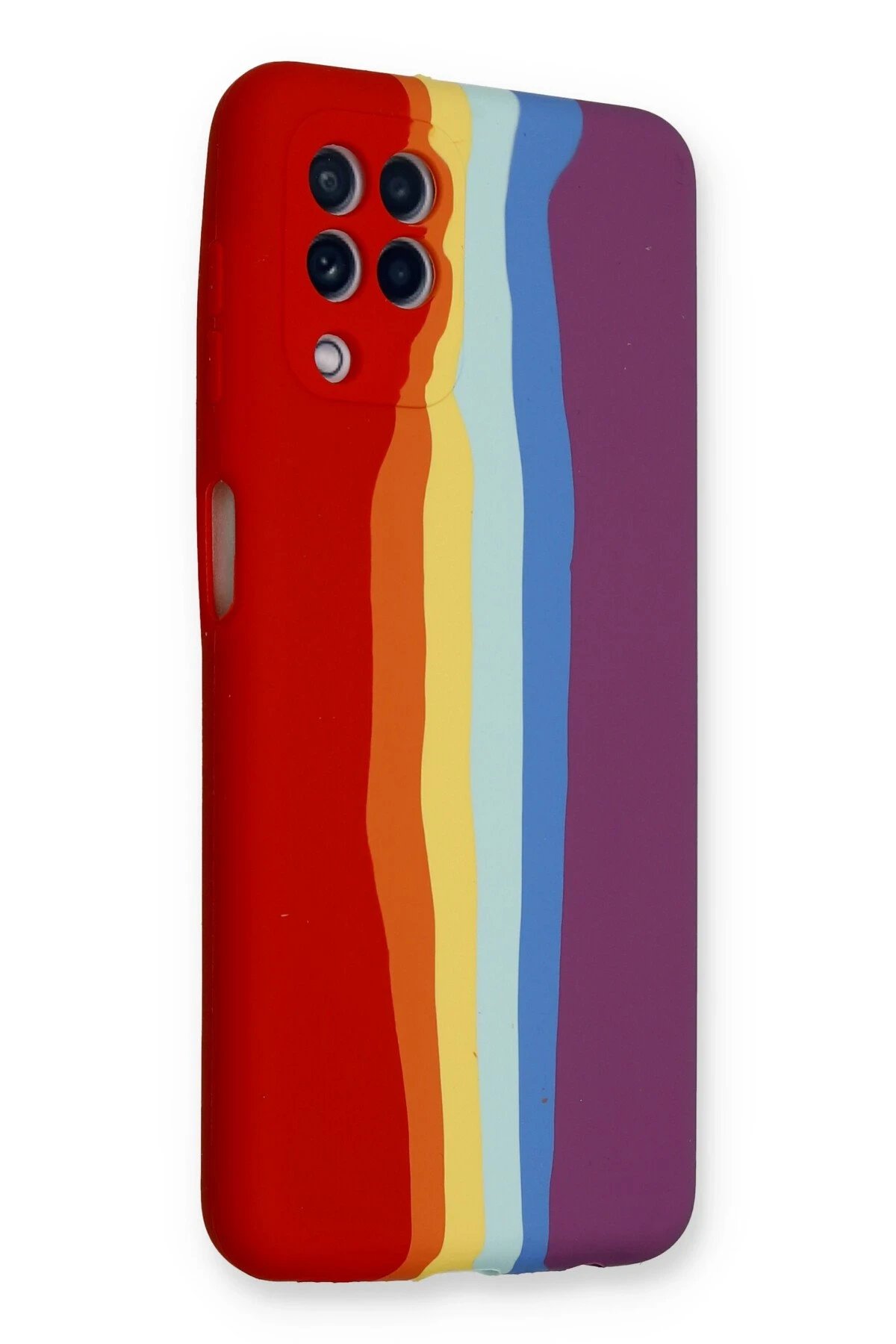 Samsung Galaxy A22 Kılıf Ebruli Lansman Silikon - Kırmızı-Mor-(5796) - Görsel 3