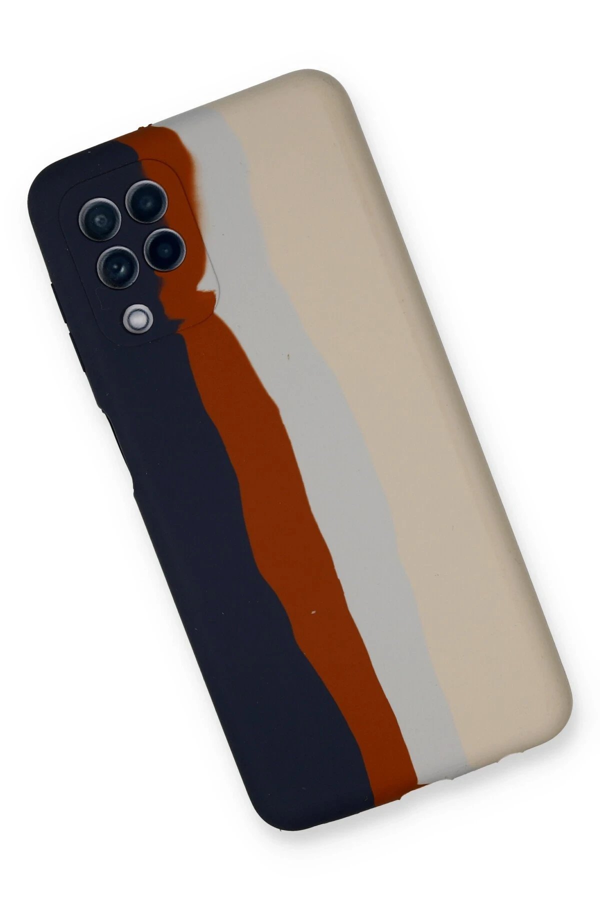 Samsung Galaxy A22 Kılıf Ebruli Lansman Silikon - Lacivert-Krem-(5796) - Görsel 2