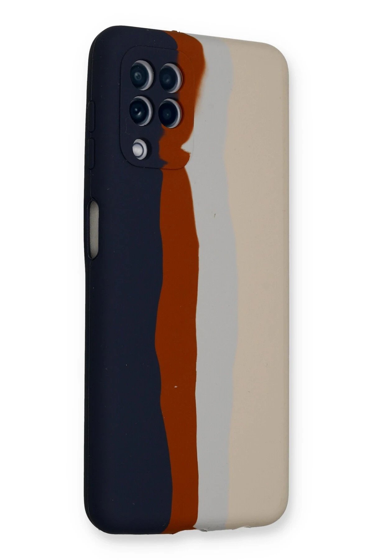 Samsung Galaxy A22 Kılıf Ebruli Lansman Silikon - Lacivert-Krem-(5796) - Görsel 3