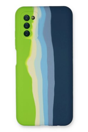 Samsung Galaxy A03S Kılıf Ebruli Lansman Silikon - Yeşil-Koyu Yeşil-(5796)