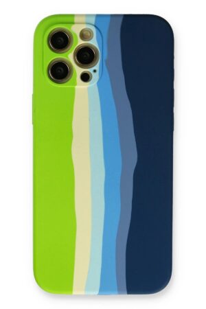 iPhone 12 Pro Max Kılıf Ebruli Lansman Silikon - Yeşil-Koyu Yeşil-(5796)