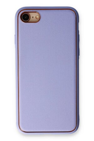 iPhone 7 Kılıf Coco Deri Silikon Kapak - Açık Lila-(5796)