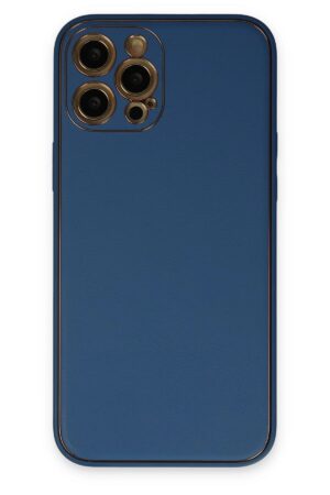 iPhone 12 Pro Kılıf Coco Deri Silikon Kapak - Açık Mavi-(5796)