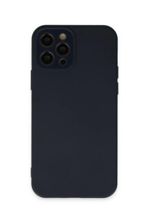 iPhone 12 Pro Max Kılıf Lansman Glass Kapak - Lacivert-(5796)