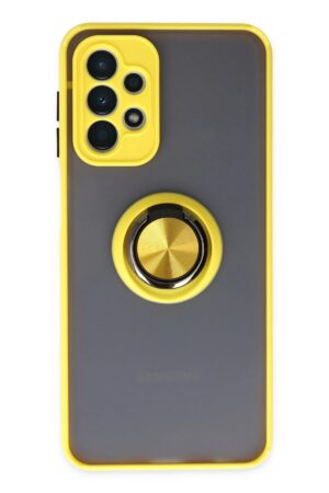 Samsung Galaxy A23 4G Kılıf Montreal Yüzüklü Silikon Kapak - Sarı-(5796)